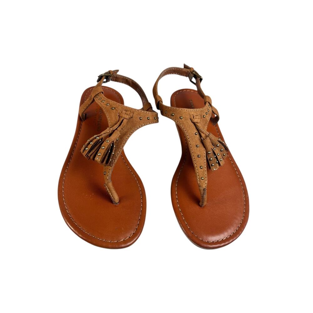 Christian Siriano Payless Brown Studded T Strap Thong Sandals 5.5 Boho